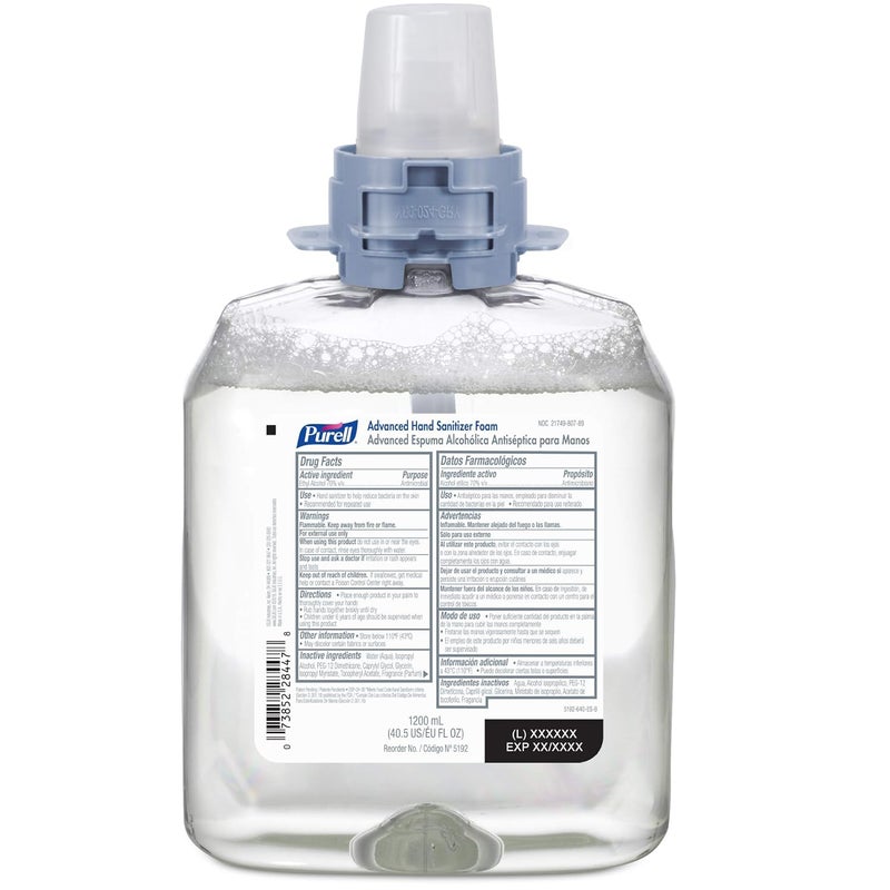Purell Advanced Hand Sanitizer CS4 Starter Kit, 1-1200 mL Advanced Hand Sanitizer Foam Refill + 1 CS4 White Manual Dispenser (Pack of 1) - 5192-1W - Image 3
